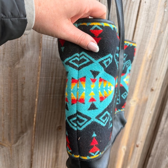 Pendleton Southwestern Tribal Aztec Navajo Print Tote Bag Purse Wool - Picture 10 of 14